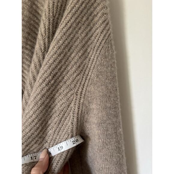 Repeat Womens Cardigan Medium Cashmere Open Front Knit Beige Ribbed - Picture 8 of 9